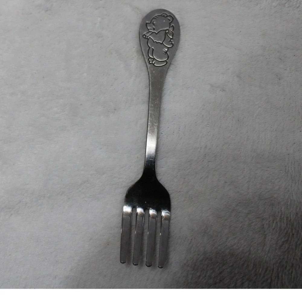 Vintage Stainless Steel Baby Fork Winnie the Pooh Embossed Made in Japan 5.5